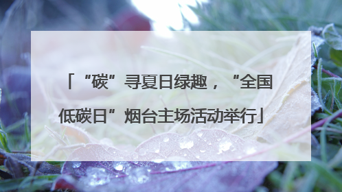 “碳”寻夏日绿趣，“全国低碳日”烟台主场活动举行