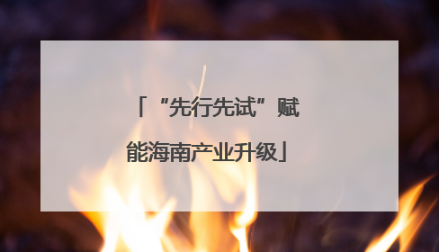 “先行先试”赋能海南产业升级