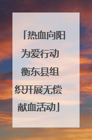 热血向阳 为爱行动 衡东县组织开展无偿献血活动