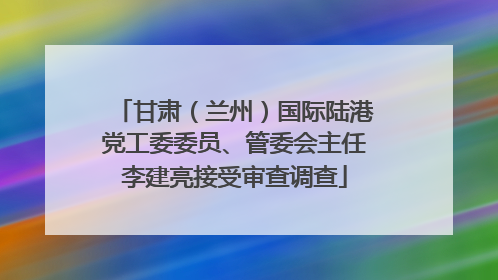 甘肃（兰州）国际陆港党工委委员、管委会主任李建亮接受审查调查