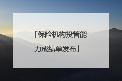 保险机构投管能力成绩单发布