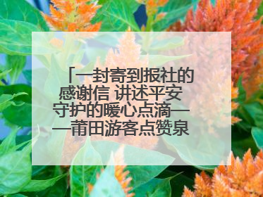 一封寄到报社的感谢信 讲述平安守护的暖心点滴——莆田游客点赞泉港民警