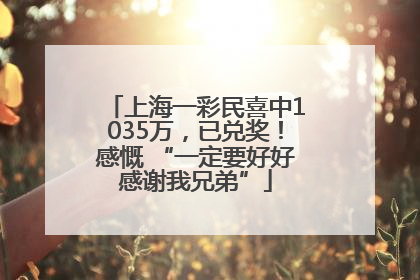 上海一彩民喜中1035万，已兑奖！感慨 “一定要好好感谢我兄弟”
