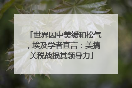 世界因中美缓和松气，埃及学者直言：美搞关税战损其领导力