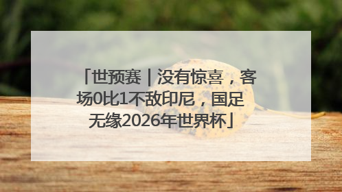 世预赛｜没有惊喜，客场0比1不敌印尼，国足无缘2026年世界杯
