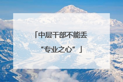 中层干部不能丢“专业之心”
