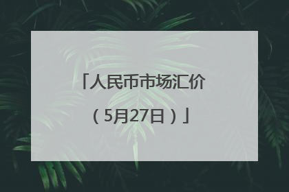 人民币市场汇价（5月27日）