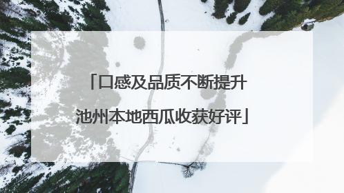 口感及品质不断提升 池州本地西瓜收获好评