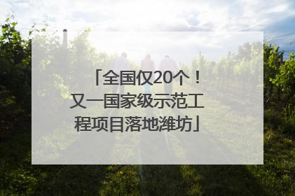 全国仅20个！又一国家级示范工程项目落地潍坊