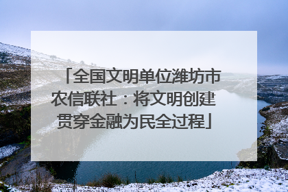 全国文明单位潍坊市农信联社：将文明创建贯穿金融为民全过程