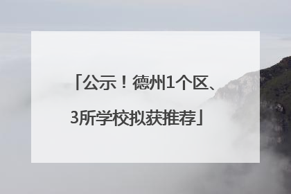 公示！德州1个区、3所学校拟获推荐