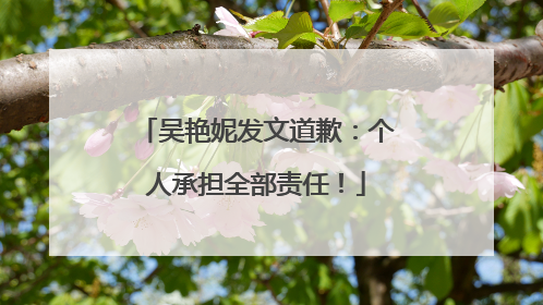 吴艳妮发文道歉：个人承担全部责任！