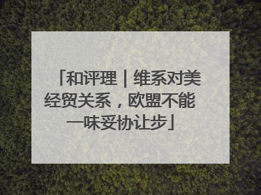 和评理｜维系对美经贸关系，欧盟不能一味妥协让步