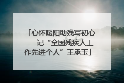 心怀暖阳助残写初心——记“全国残疾人工作先进个人”王承玉