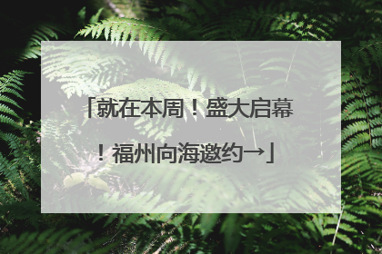就在本周！盛大启幕！福州向海邀约→