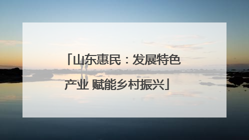 山东惠民：发展特色产业 赋能乡村振兴