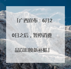 广西宣布:6月20日之后,暂停消费品以旧换新补贴