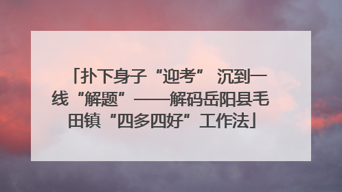 扑下身子“迎考” 沉到一线“解题”——解码岳阳县毛田镇“四多四好”工作法