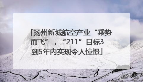 扬州新城航空产业“乘势而飞”，“211”目标3到5年内实现令人憧憬