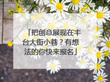 把创意展现在丰台大街小巷？有想法的你快来报名