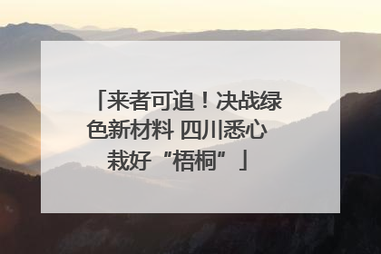 来者可追！决战绿色新材料 四川悉心栽好“梧桐”