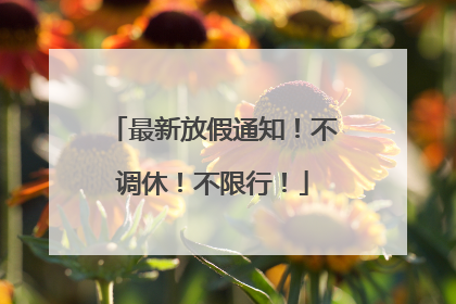 最新放假通知！不调休！不限行！