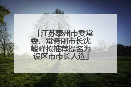 江苏泰州市委常委、常务副市长沈峻峰拟推荐提名为设区市市长人选