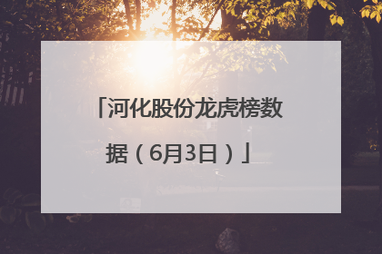 河化股份龙虎榜数据（6月3日）