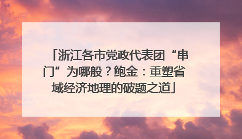 浙江各市党政代表团“串门”为哪般？鲍金：重塑省域经济地理的破题之道