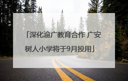 深化渝广教育合作 广安树人小学将于9月投用