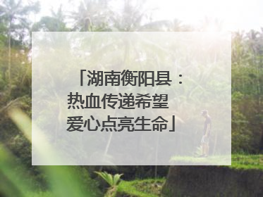 湖南衡阳县：热血传递希望 爱心点亮生命