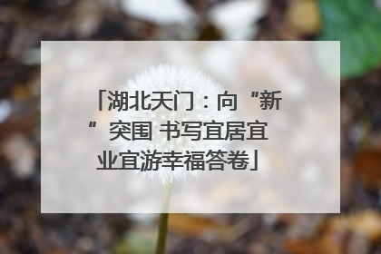 湖北天门：向“新”突围 书写宜居宜业宜游幸福答卷