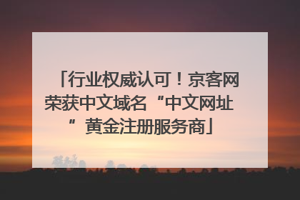 行业权威认可！京客网荣获中文域名“中文网址”黄金注册服务商