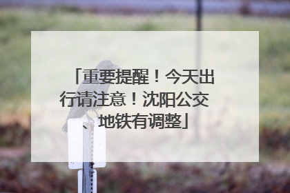 重要提醒！今天出行请注意！沈阳公交、地铁有调整