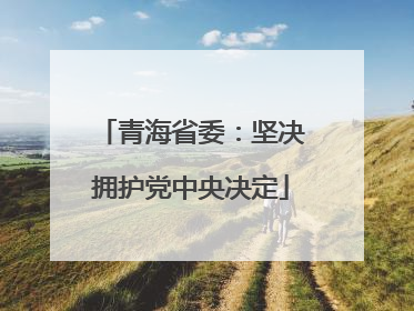 青海省委：坚决拥护党中央决定