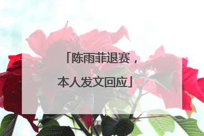 陈雨菲退赛，本人发文回应