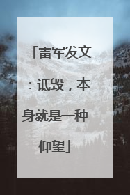 雷军发文：诋毁，本身就是一种仰望