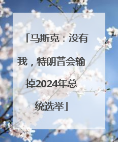 马斯克：没有我，特朗普会输掉2024年总统选举