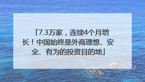 7.3万家，连续4个月增长！中国始终是外商理想、安全、有为的投资目的地