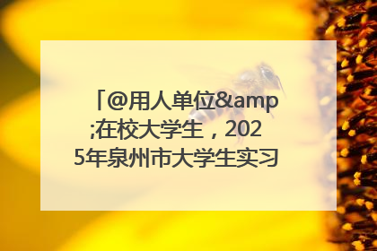 @用人单位&在校大学生，2025年泉州市大学生实习“扬帆计划”来啦！