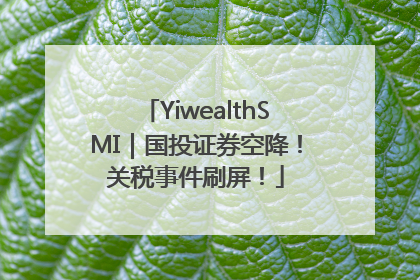 YiwealthSMI｜国投证券空降！关税事件刷屏！